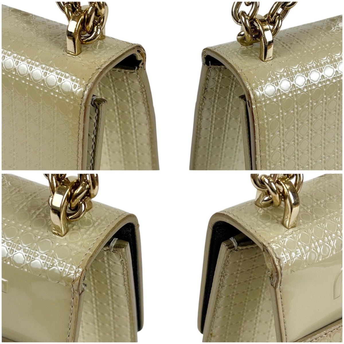 Dior 30 Montaigne 2-Way Chain Shoulder Bag Patent Leather Beige Cream CD Logo — view 6