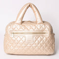 Chanel Coco Cocoon Handbag CC Logo Nylon Beige Bordeaux Gold