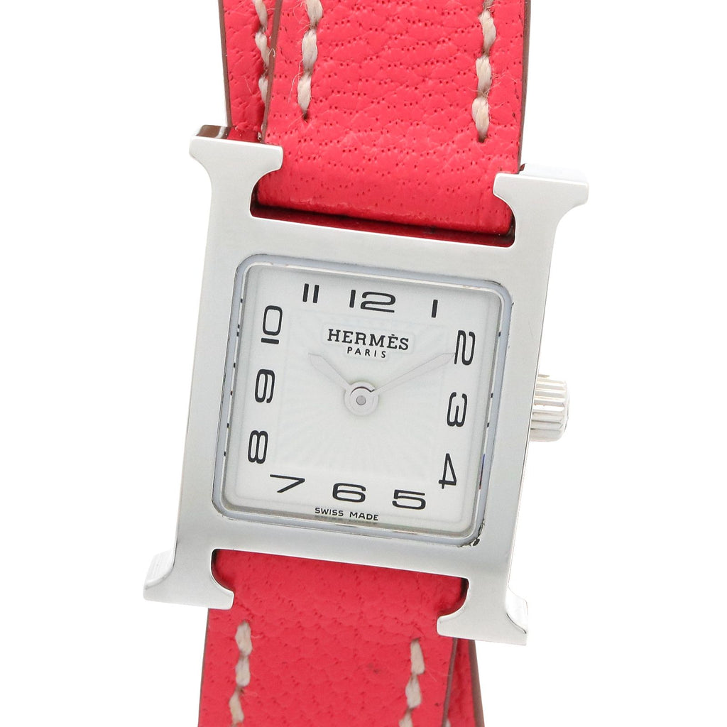 Hermes Watch Mini Double Tour White Stainless Steel Leather