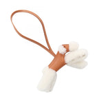 Hermes Charm Buddy Gold White Shearling Keychain — view 2