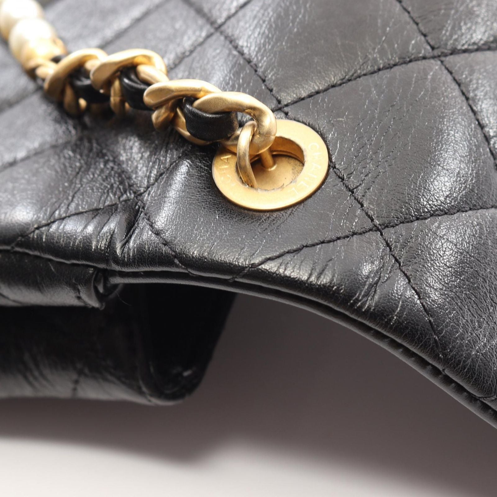 Chanel Shoulder Bag Quilted Black Leather Small Flap Chain — view 6