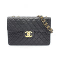 Chanel Shoulder Bag Deca Quilted 34 Black Lambskin Chain