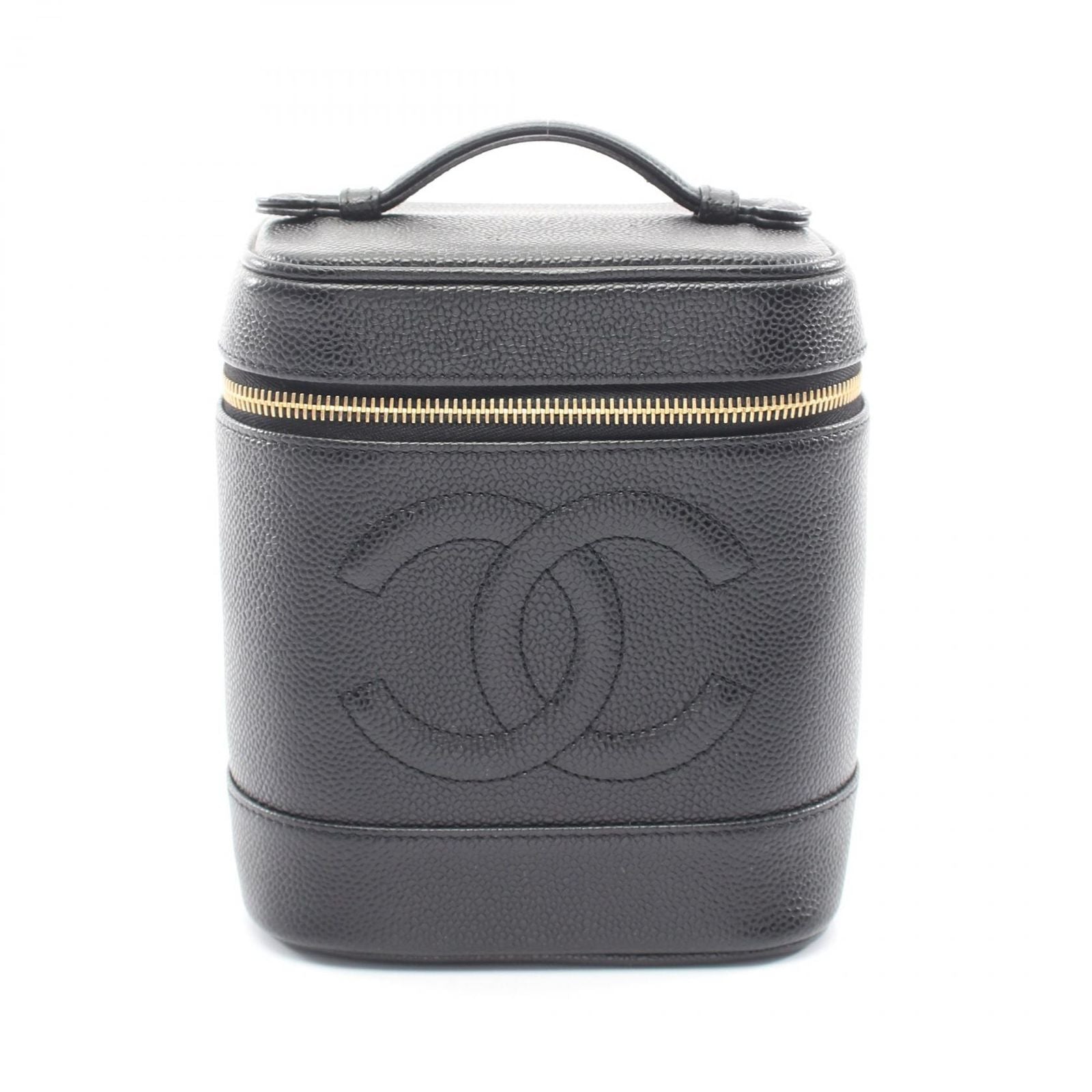 Chanel Handbag CC Logo Black Caviar Leather
