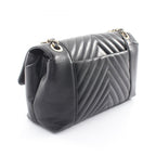 Chanel Shoulder Bag Blanc Stitch Black Lambskin Chain — view 2