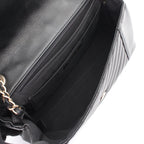 Chanel Shoulder Bag Blanc Stitch Black Lambskin Chain — view 3