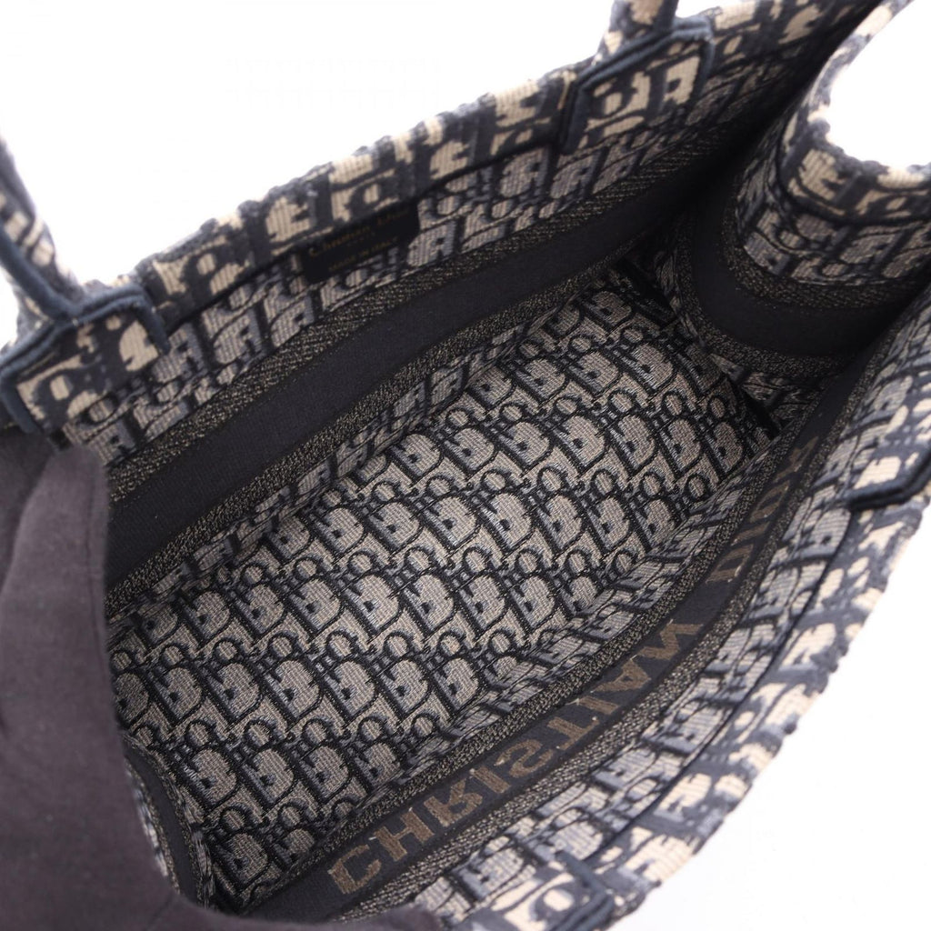 Dior Tote Book Oblique Embroidery Navy Canvas — view 3