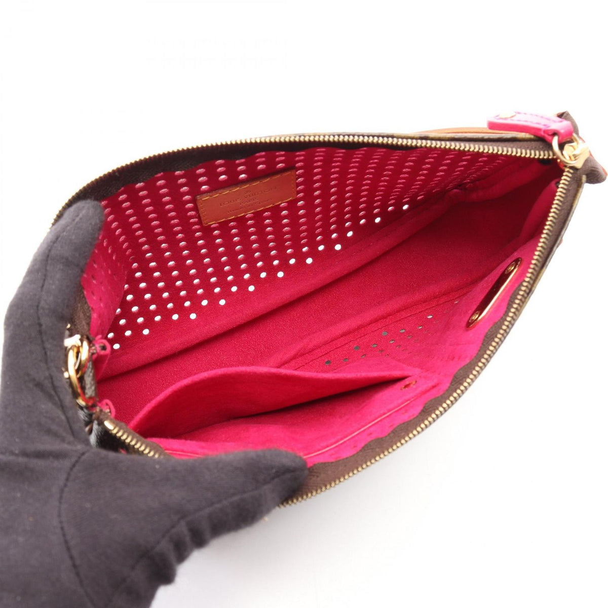 Louis Vuitton Handbag Pochette Fuchsia Canvas Leather — view 3