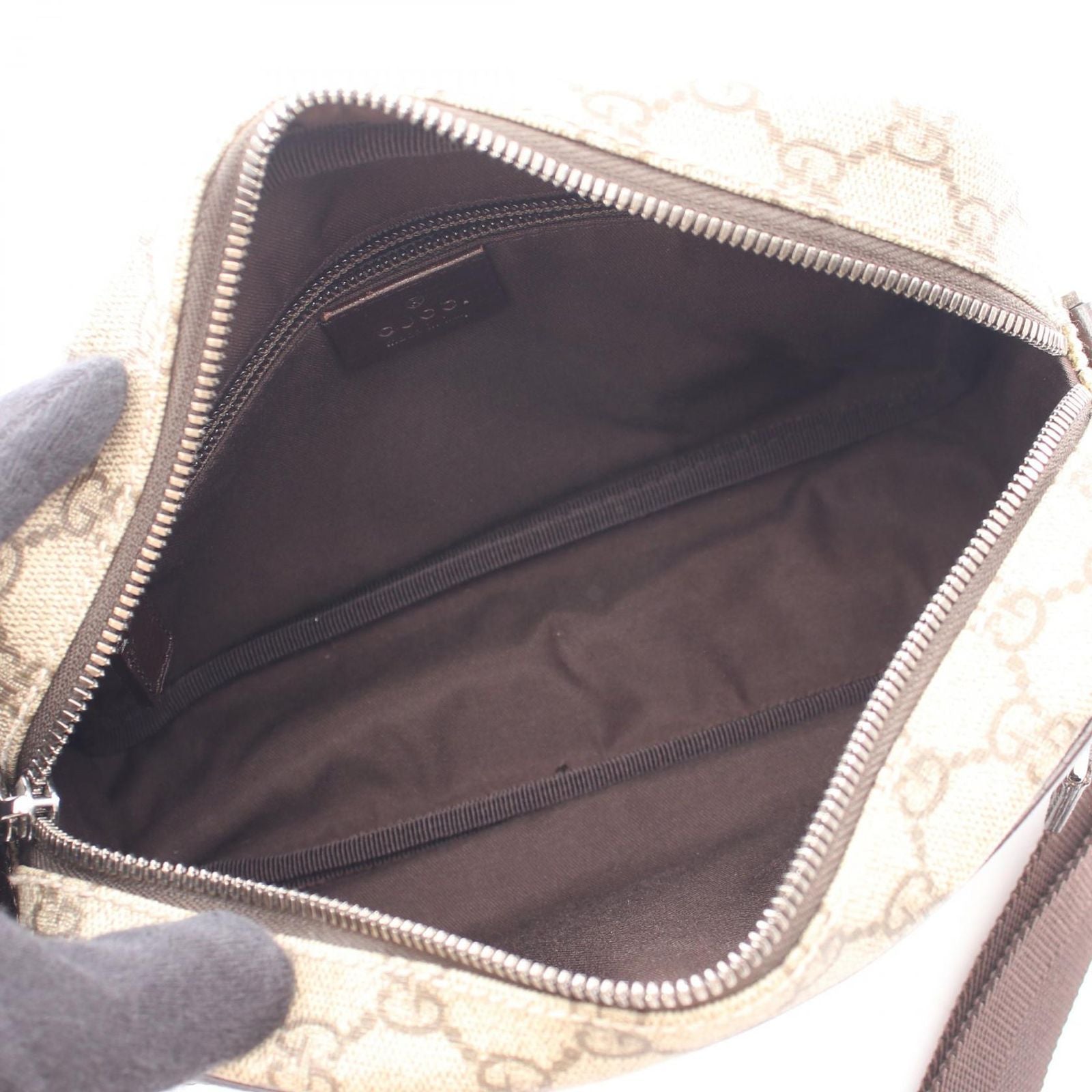 Gucci Shoulder Bag GG Plus Beige Dark Brown Canvas Leather — view 3