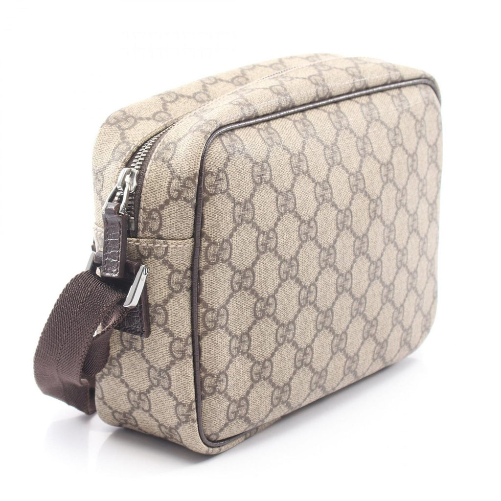 Gucci Shoulder Bag GG Plus Beige Dark Brown Canvas Leather — view 2