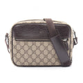 Gucci Shoulder Bag GG Plus Beige Dark Brown Canvas Leather
