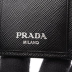 Prada Key Case Uzo Tessuto 6 Rows Black Nylon Saffiano Leather Triangle Logo — view 4