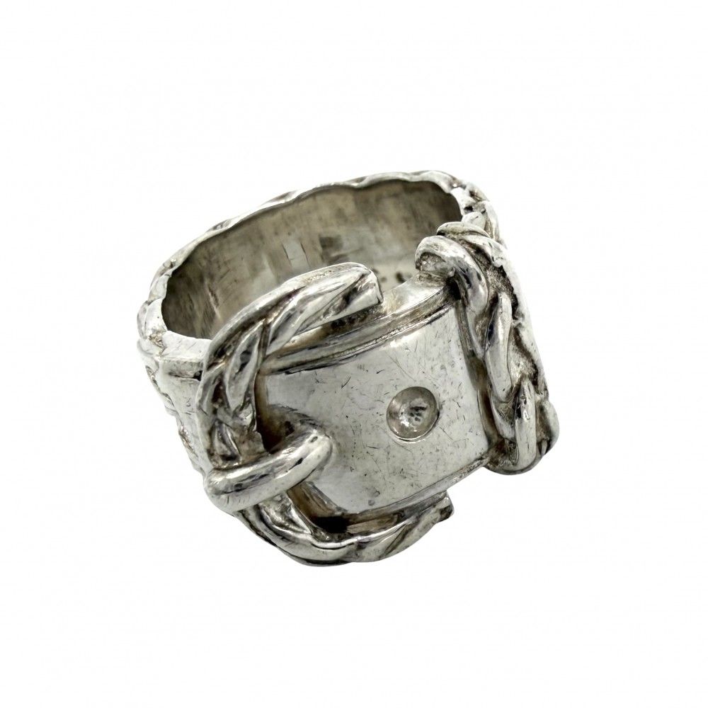 Hermes Ring Diane Belt Motif Vintage 51 925 Sterling Silver