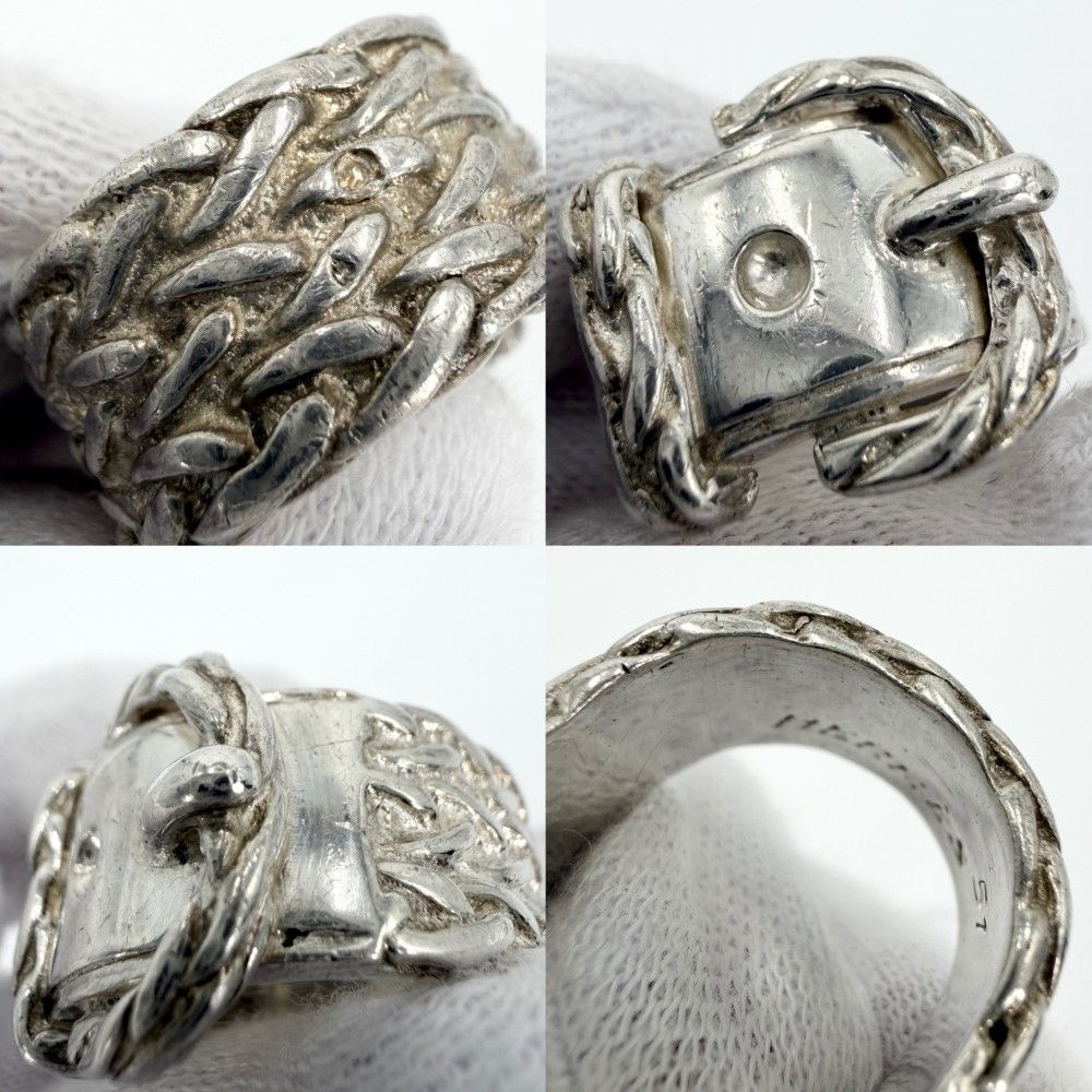 Hermes Ring Diane Belt Motif Vintage 51 925 Sterling Silver — view 6