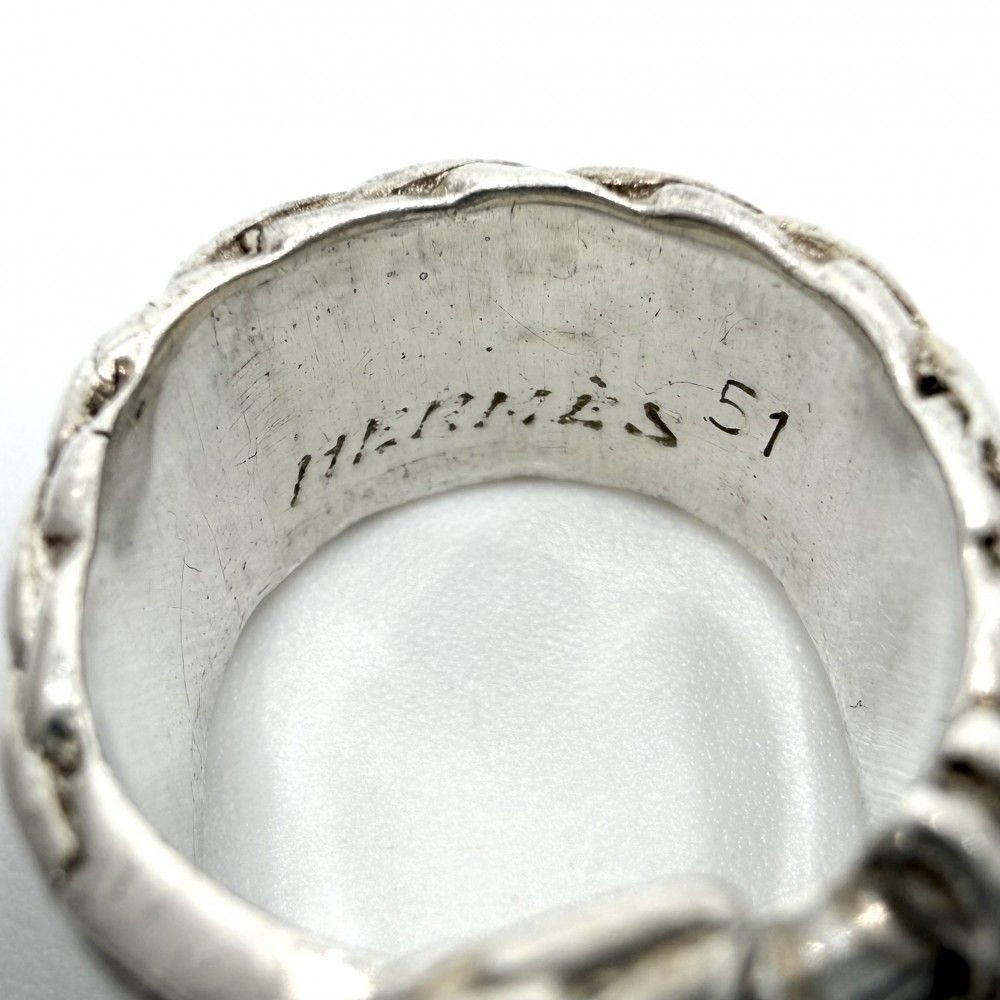 Hermes Ring Diane Belt Motif Vintage 51 925 Sterling Silver — view 3
