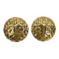 Chanel Earrings Quilted Round CC Logo Vintage 2 8 Gold