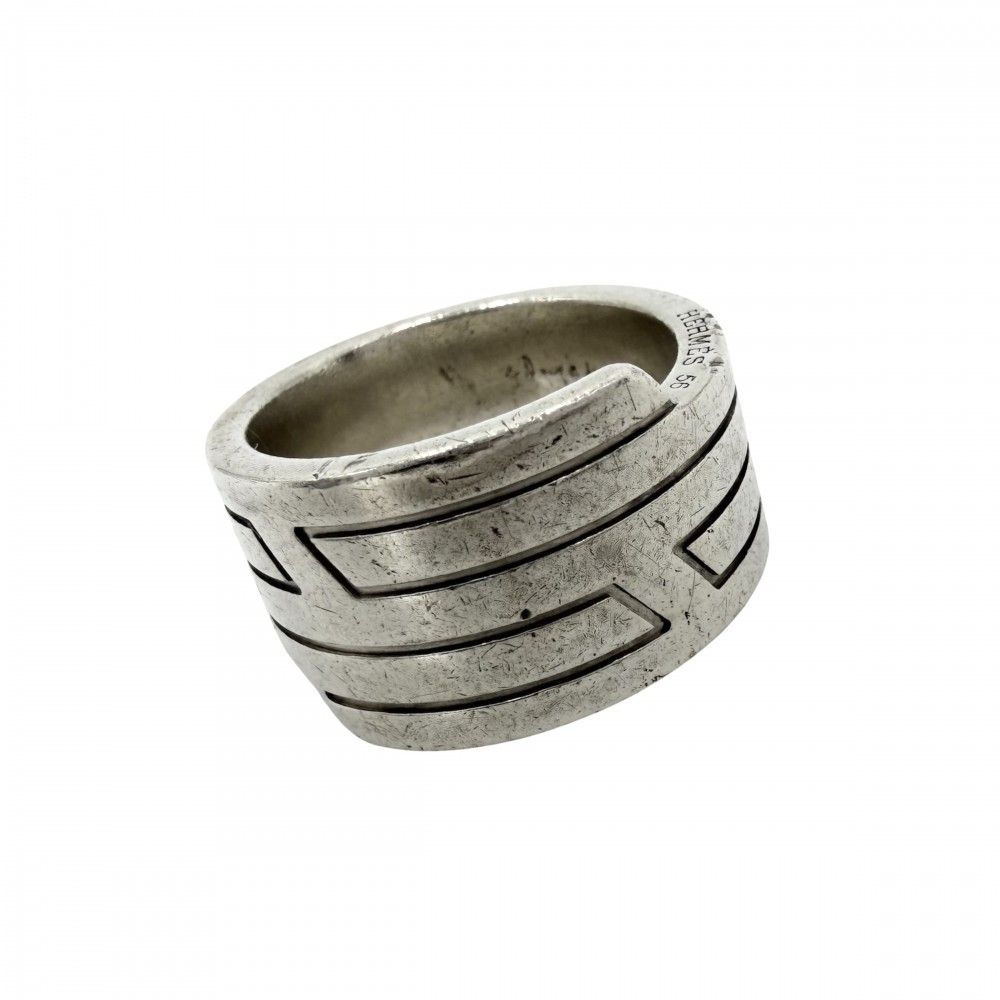 Hermes Ring Italic Vintage 56 925 Sterling Silver