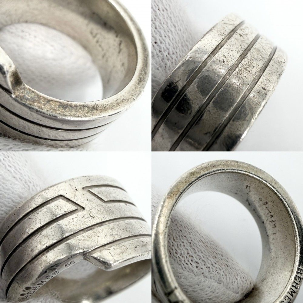 Hermes Ring Italic Vintage 56 925 Sterling Silver — view 5