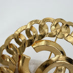 Chanel Brooch CC Logo Vintage Round Gold Plated — view 9