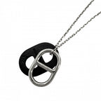 Hermes Necklace Star O'maillon Chaine D'ancre Pendant Leather Silver Black