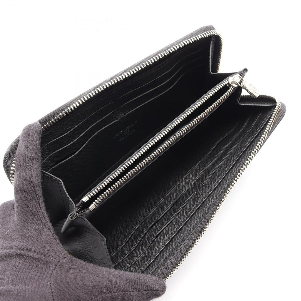 Louis Vuitton Round Wallet Zippy Horizontal Taiga Noir Leather — view 3
