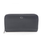Dior Round Wallet CD Icon Long Zip Black Leather