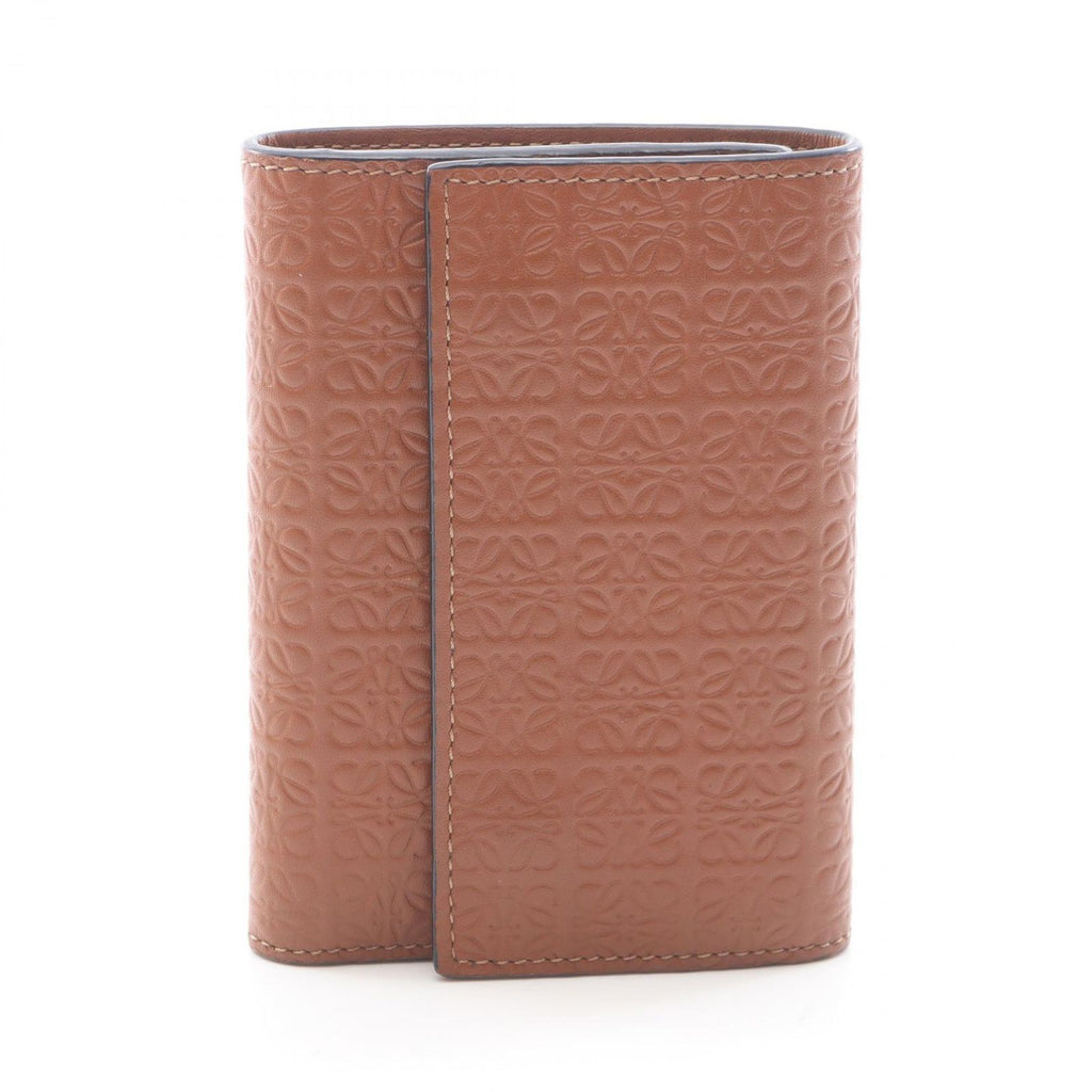Loewe Trifold Wallet Vertical Small Brown Leather Anagram Repeat