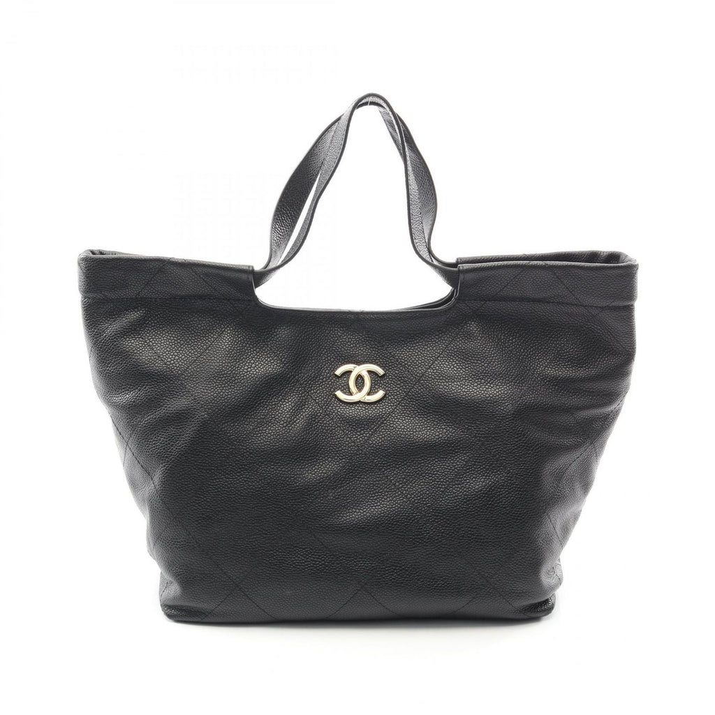 Chanel Tote Quilted Black Caviar Leather