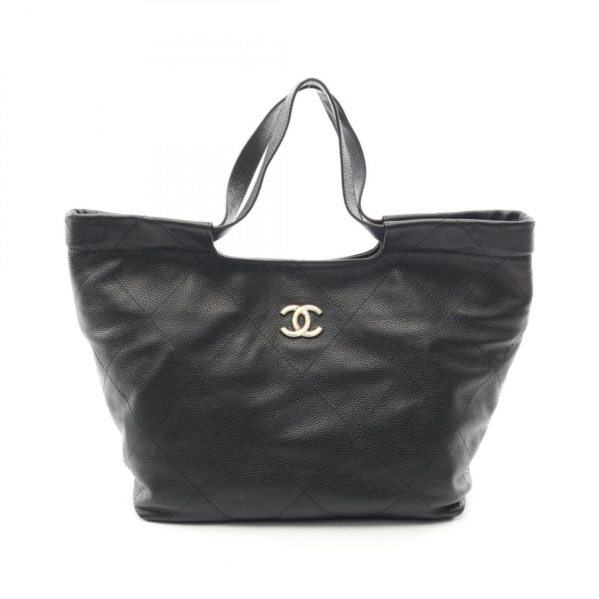 Chanel Tote Quilted Black Caviar Leather
