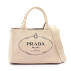 Prada Tote Canapa 2-Way Beige Canvas