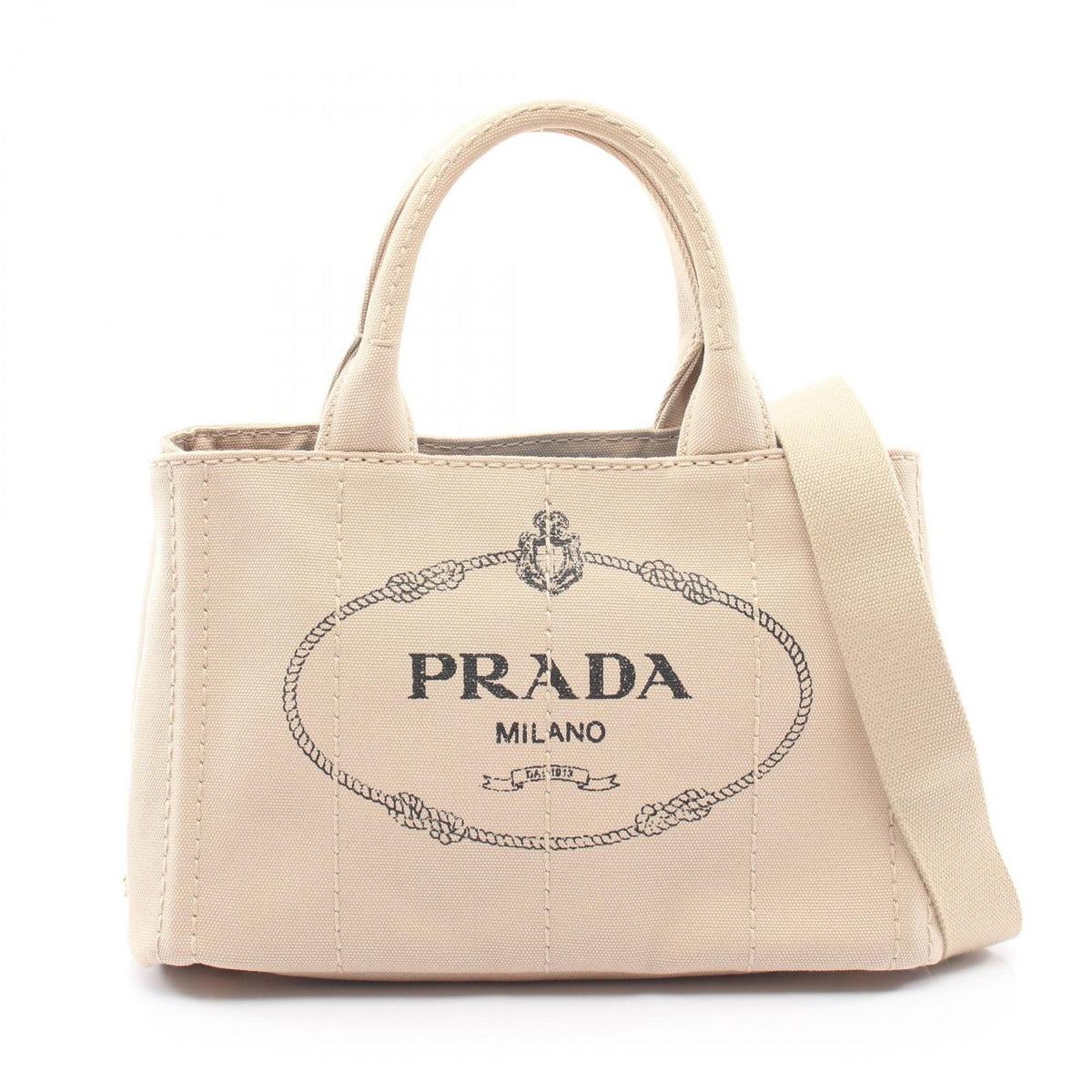 Prada Tote Canapa 2-Way Beige Canvas