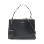 Prada Tote New Cal Black Leather 2-Way Shoulder