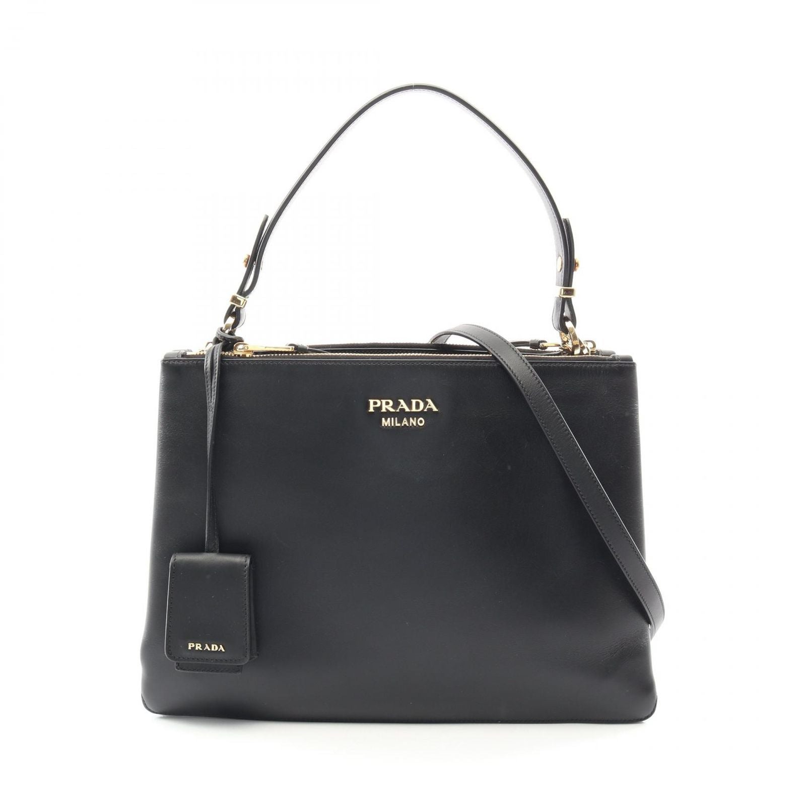 Prada Tote New Cal Black Leather 2-Way Shoulder
