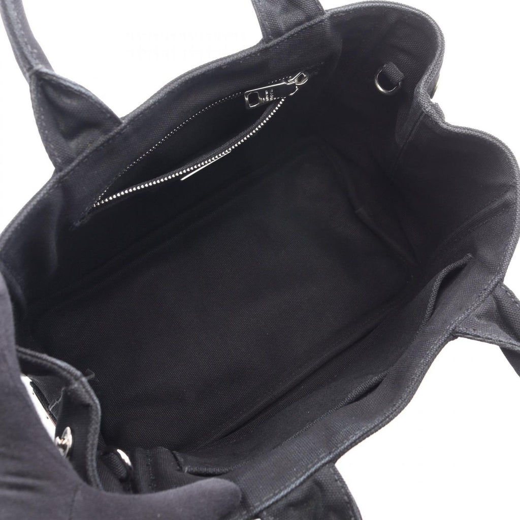 Prada Tote Canapa Embossed Logo 2-Way Black Canvas — view 3