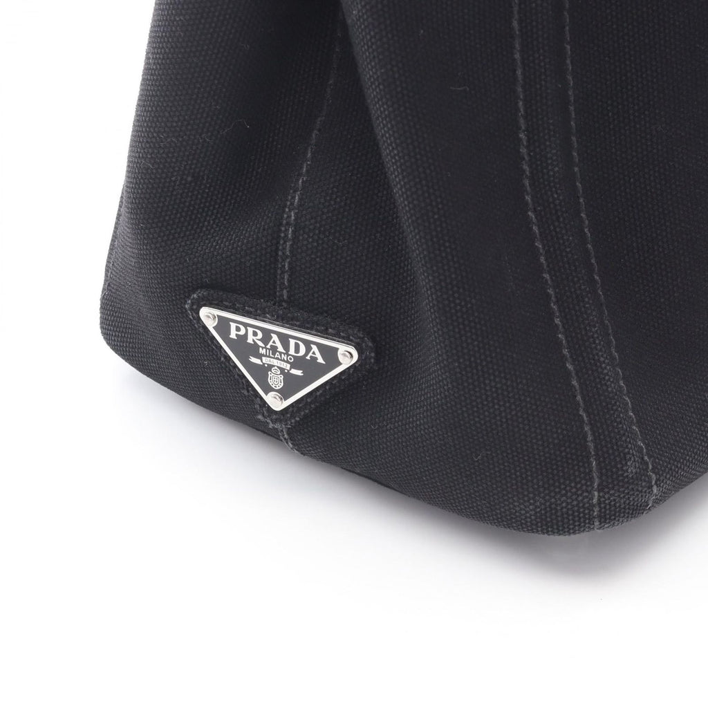 Prada Tote Canapa Embossed Logo 2-Way Black Canvas — view 8