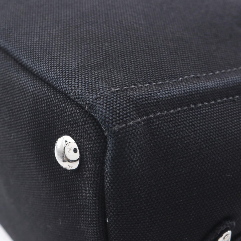 Prada Tote Canapa Embossed Logo 2-Way Black Canvas — view 5