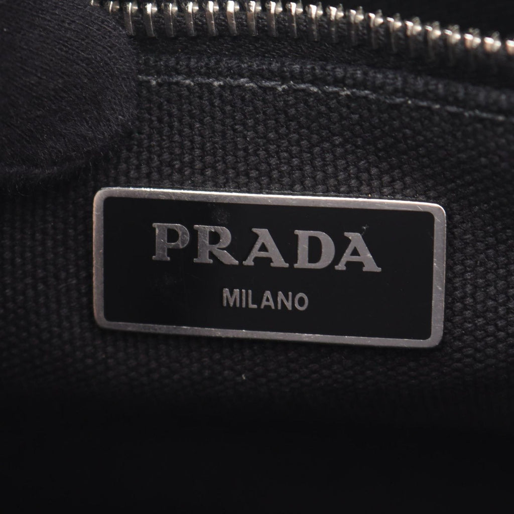 Prada Tote Canapa Embossed Logo 2-Way Black Canvas — view 4