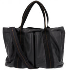 Hermes 2-Way Shoulder Caravan Horizontal Bag Voderma Black Silver