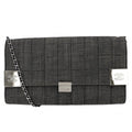 Chanel Shoulder Bag Chain Choco Bar CC Logo Coco Denim Gray Silver
