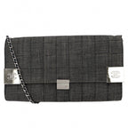 Chanel Shoulder Bag Chain Choco Bar CC Logo Coco Denim Gray Silver