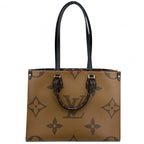 Louis Vuitton 2-Way On The Go Tote Shoulder Monogram Giant Reverse Brown Gold