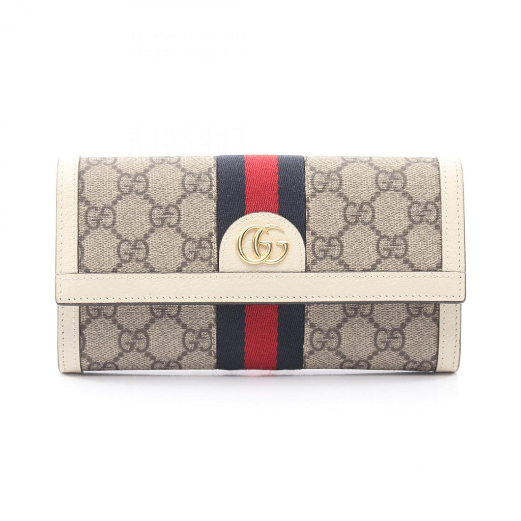Gucci Bifold Wallet Ophidia GG Supreme Continental Beige White Leather