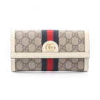 Gucci Bifold Wallet Ophidia GG Supreme Continental Beige White Leather
