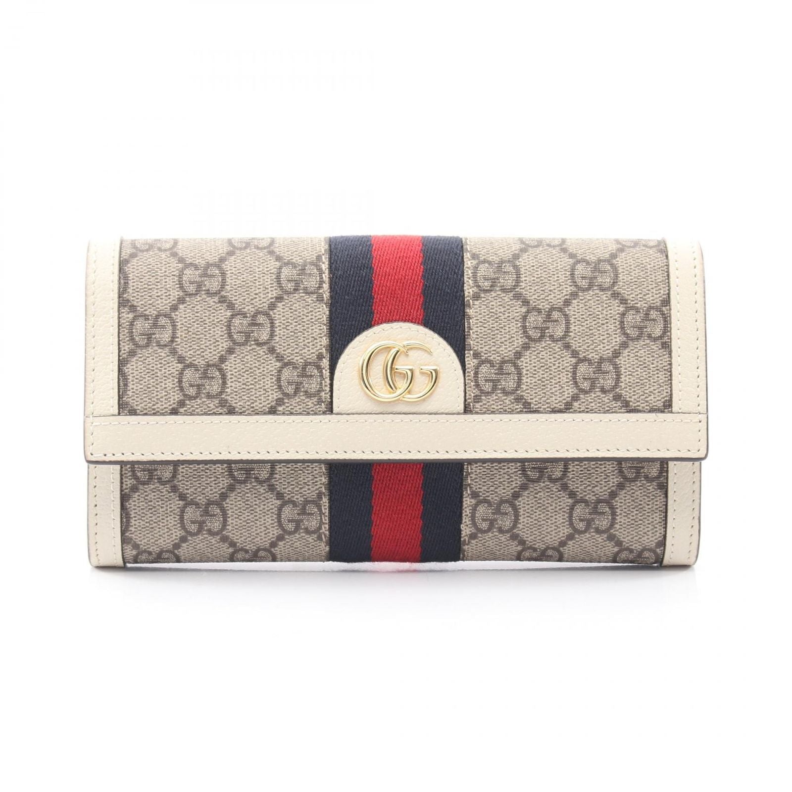 Gucci Bifold Wallet Ophidia GG Supreme Continental Beige White Leather