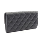 Chanel Bifold Wallet Quilted Black Caviar Leather Long Flap — view 2