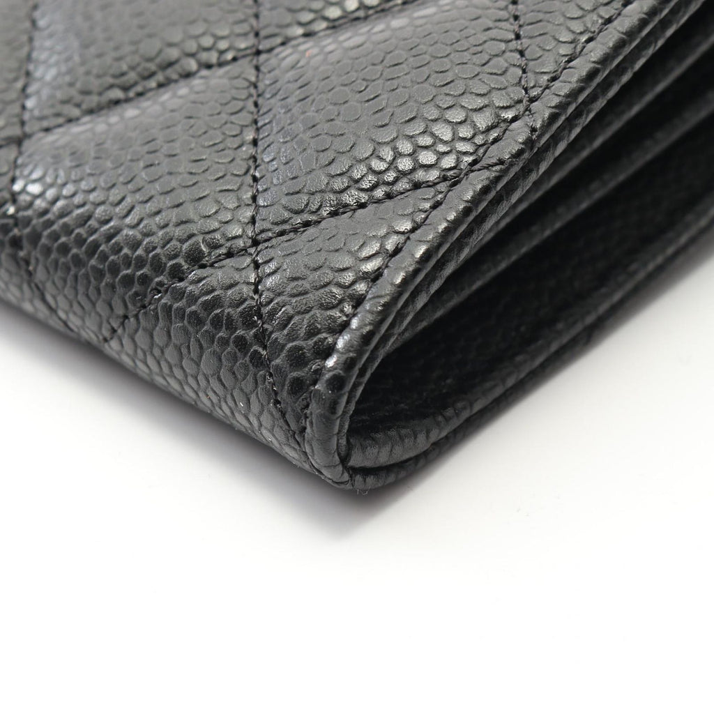 Chanel Bifold Wallet Quilted Black Caviar Leather Long Flap — view 7