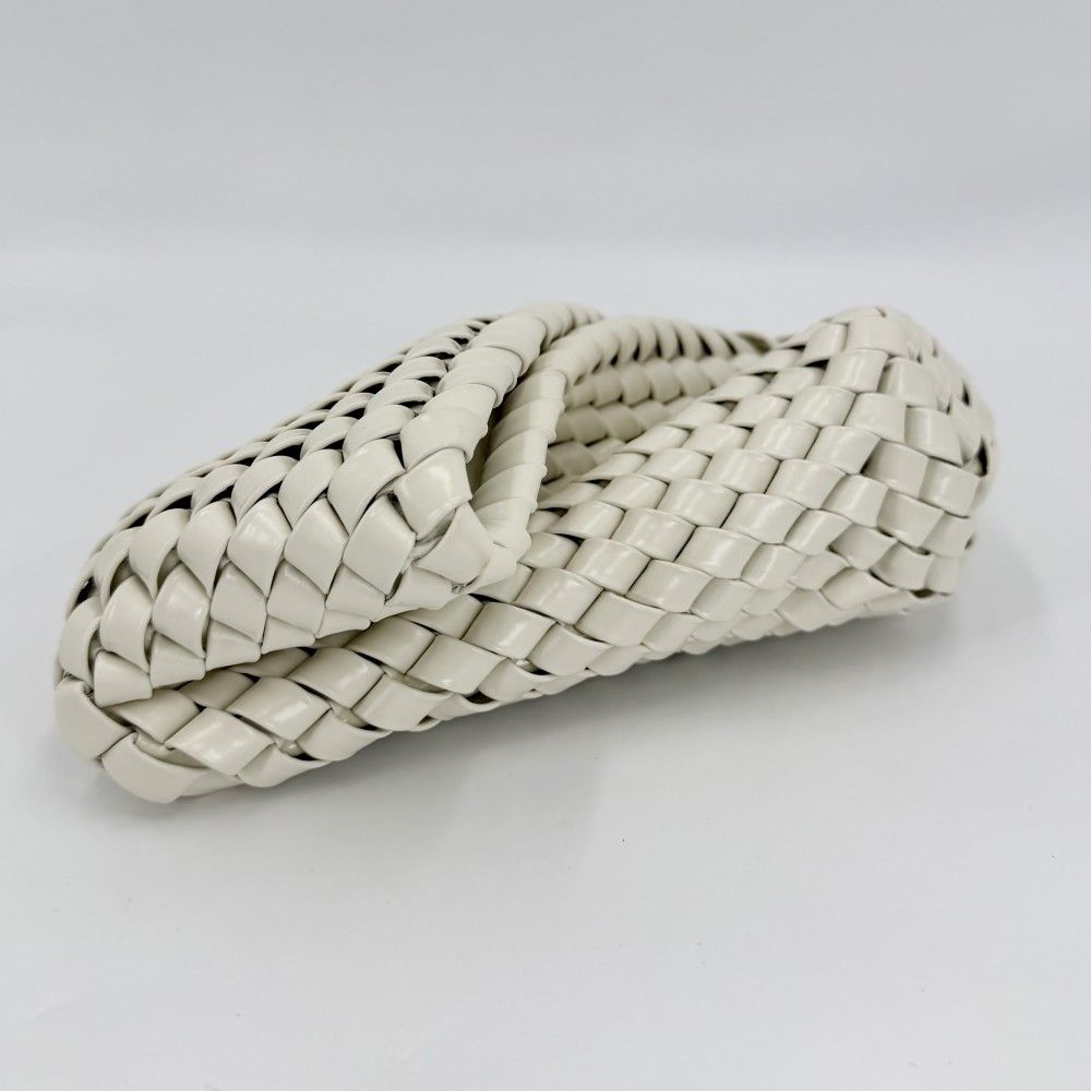 Bottega Veneta Clutch Intrecciato Case Pouch Enamel White Silver — view 3