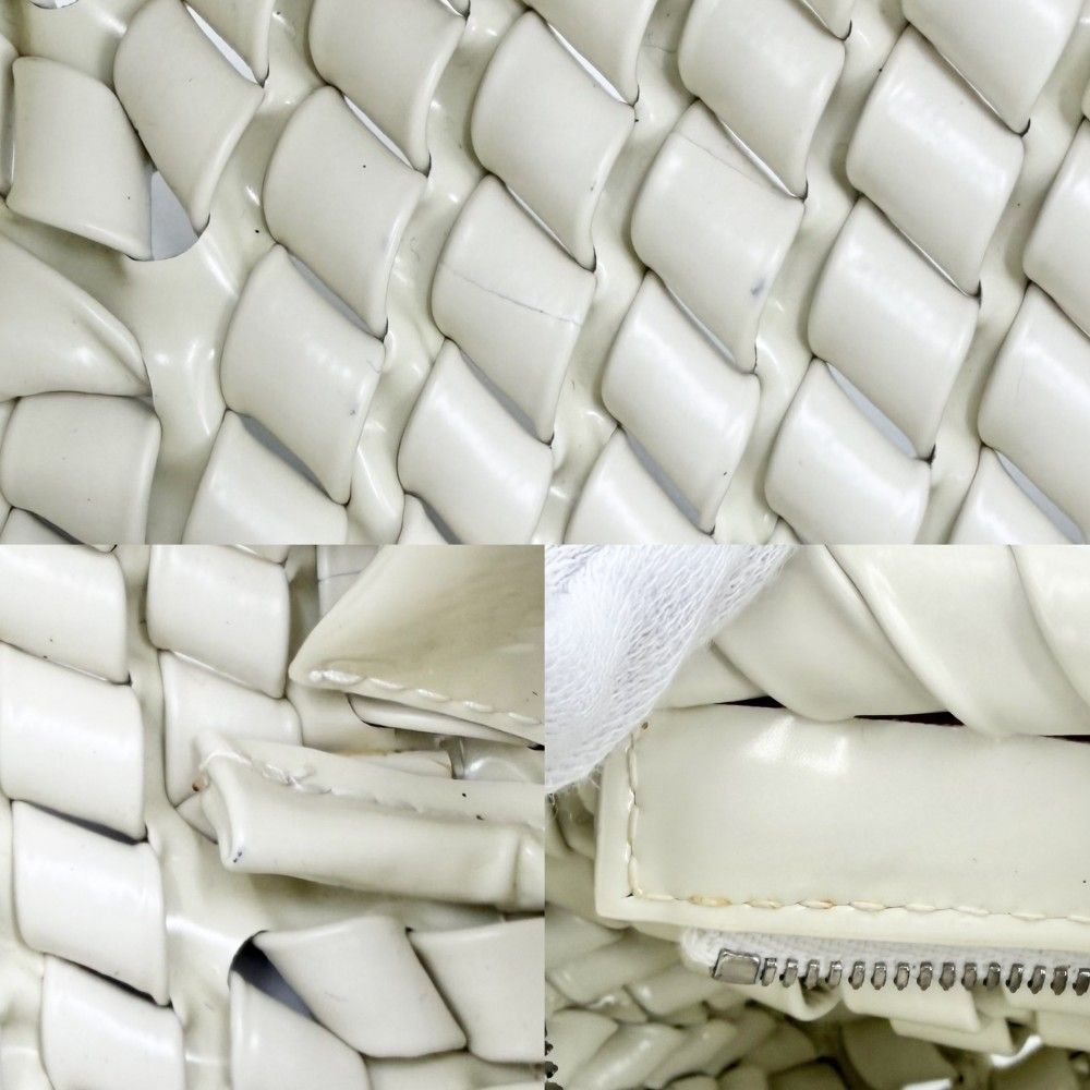 Bottega Veneta Clutch Intrecciato Case Pouch Enamel White Silver — view 6