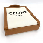 Celine 2-Way Mini Vertical Cover Mini Shoulder Bag Canvas Leather Ivory Brown — view 3