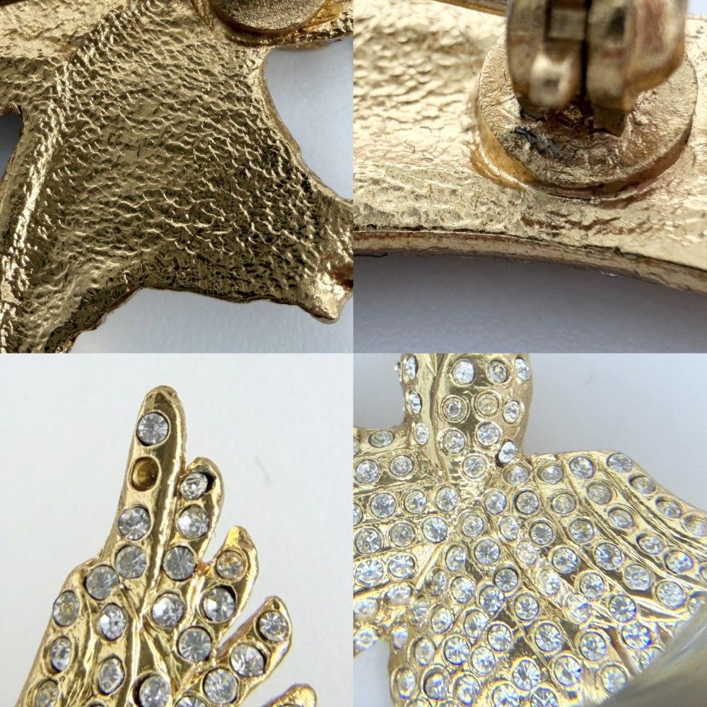 Chanel Brooch CC Logo Eagle Vintage Bird Motif Rhinestone Gold — view 5