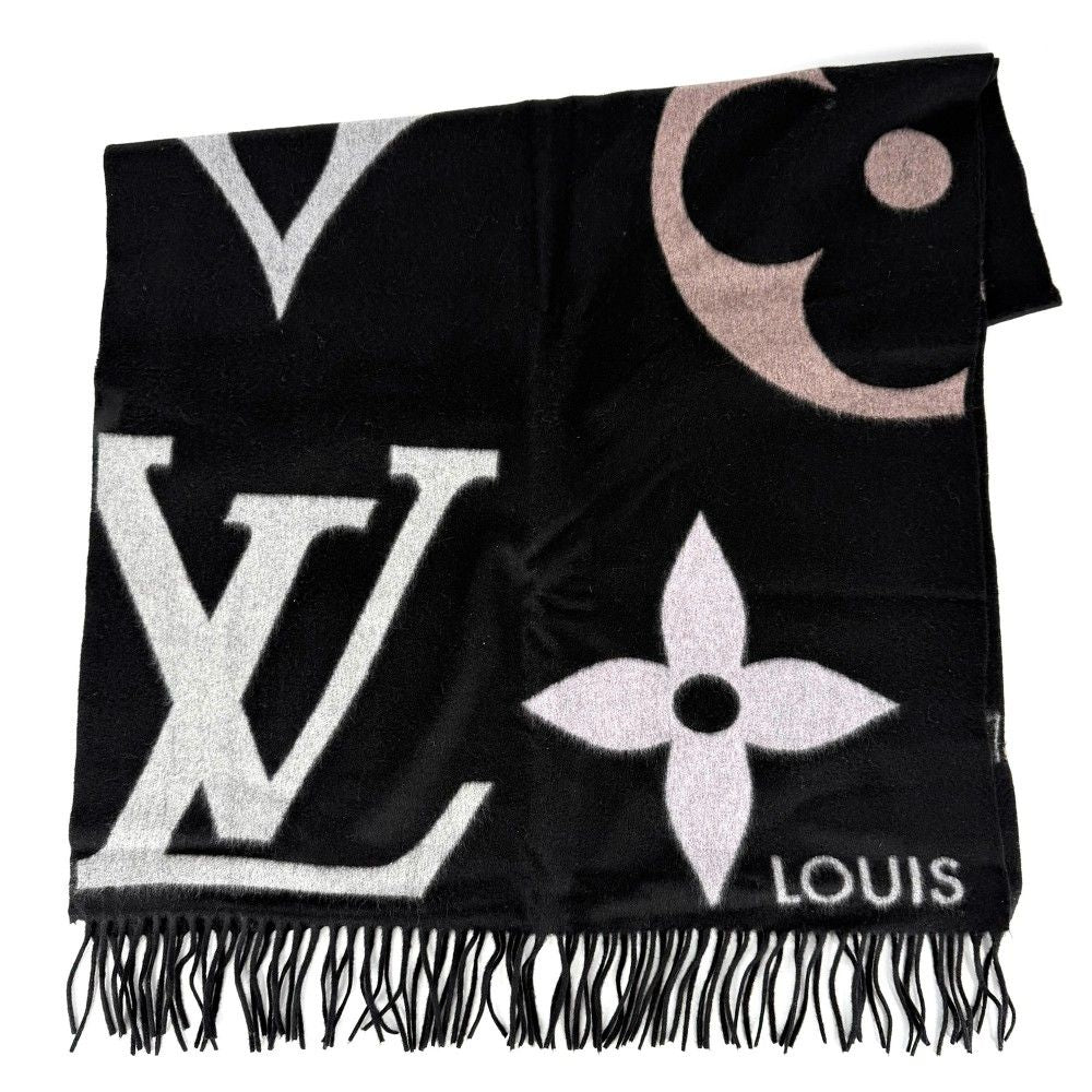 Louis Vuitton Scarf Echarpe the Ultimate Shawl Black Cashmere Wool Noir